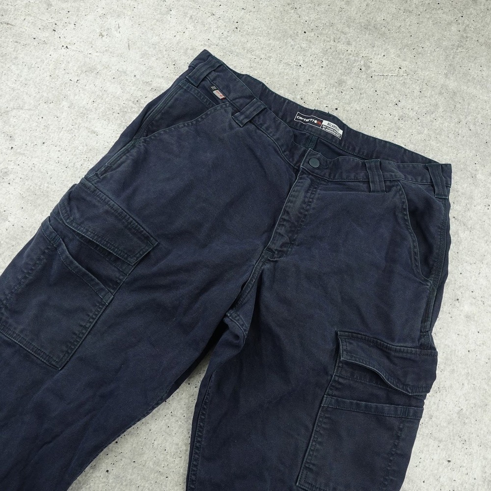 Carhartt FR Cargo Pants Mens 36x31 (32 Tag) Navy Relaxed Fit BN3574-FRM Canvas